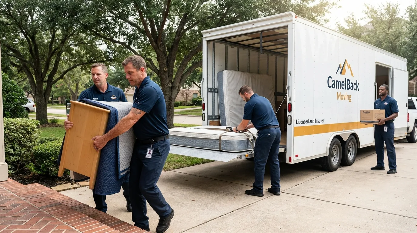 Crew loading residential truck for cross-state move from Winooski, VT