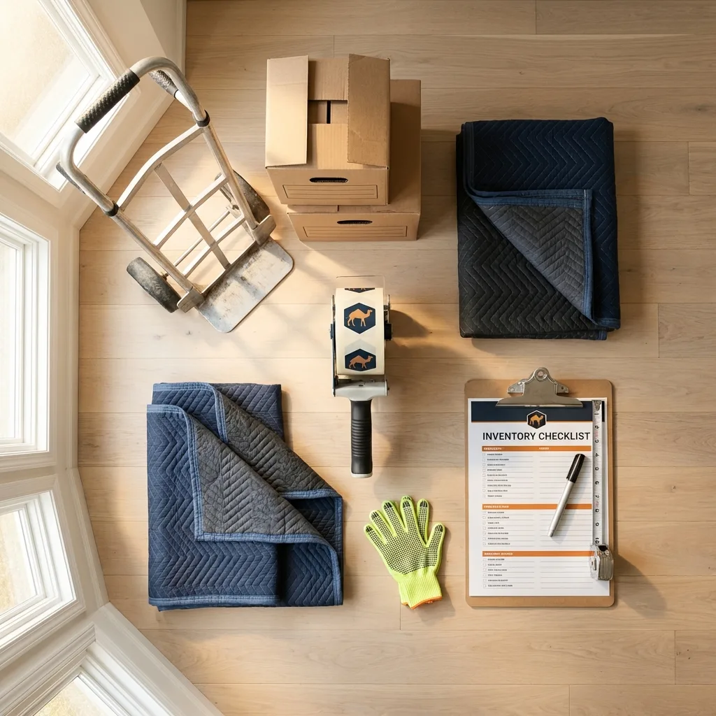 Professional moving supplies and packing materials layout for Winooski residential relocations